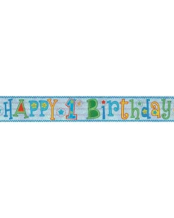 Party Delights Holographic Happy 1St Birthday Boy Foil Banner - 2.7M< Banners