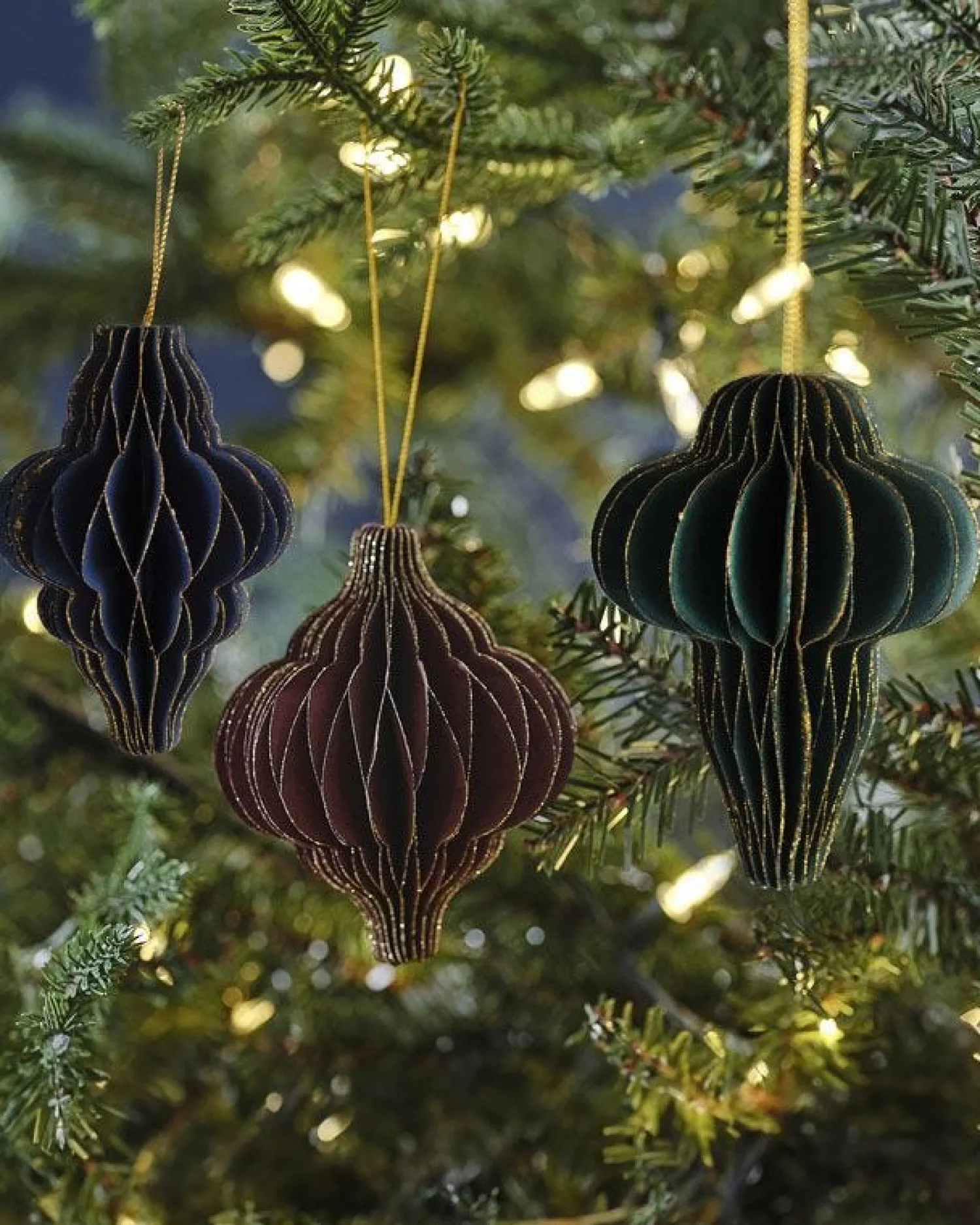 Honeycomb Glitter Edged Paper Tree Decorations (3Pk)<Party Delights Hot