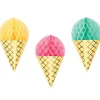 Party Delights Ice Cream Honeycomb Hanging Cutouts (3Pk)< Hanging Decorations