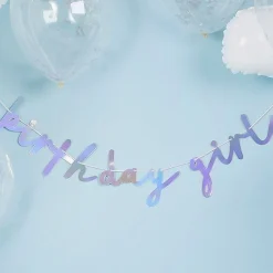 Party Delights Iridescent 'Birthday Girl' Paper Banner - 2M< Banners