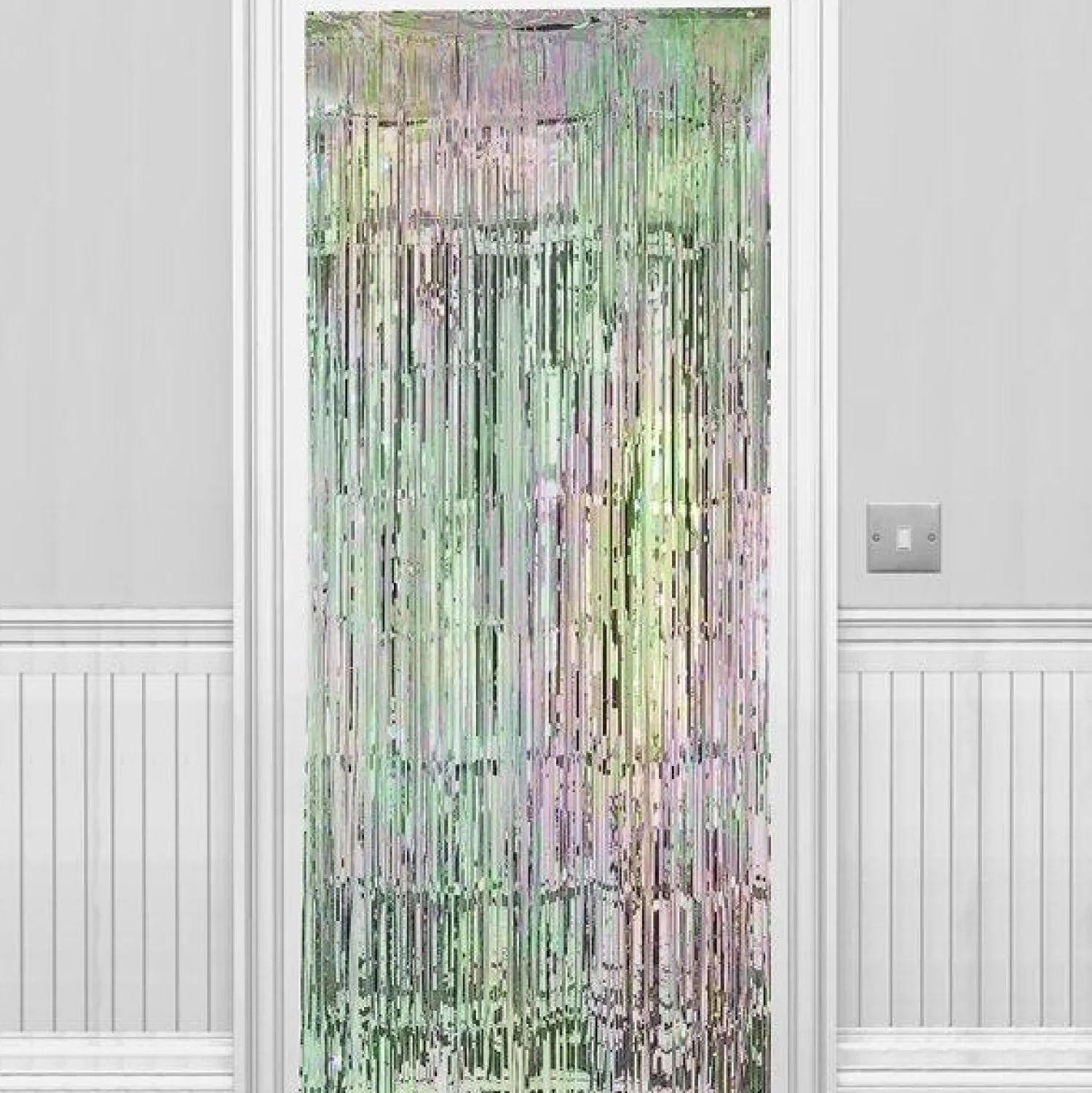 Party Delights Iridescent Foil Door Curtain - 2.4M X 92Cm< Party Backdrops
