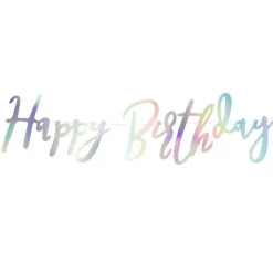 Party Delights Iridescent 'Happy Birthday' Paper Letter Banner - 62Cm< Banners