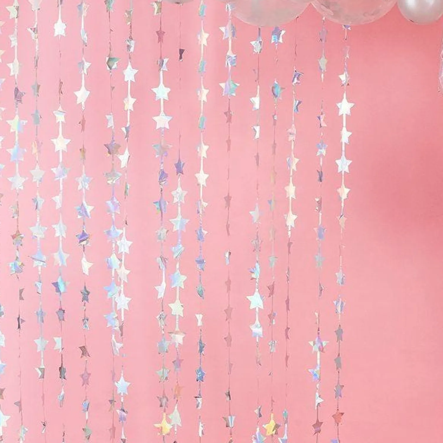 Party Delights Iridescent Star Curtain Backdrop - 2.2M X 1.2M< Party Backdrops