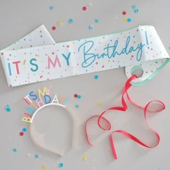 Party Delights It's My Birthday Paper Sash & Headband< Wearables