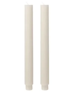 Ivory Ribbed Candles (2Pk)<Party Delights