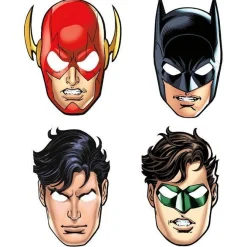 Party Delights Justice League Card Masks (8Pk)< Masks