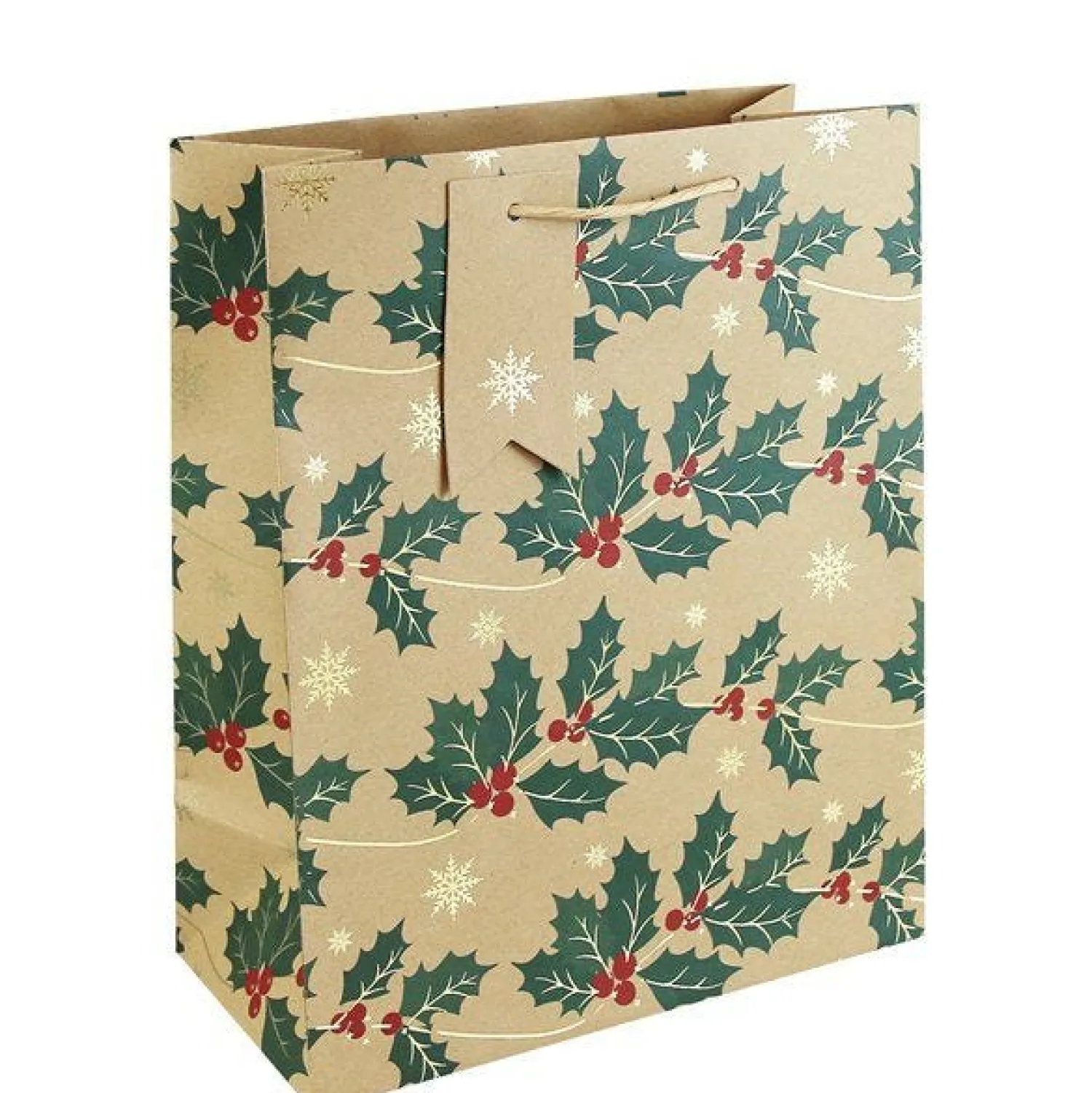 Kraft Holly Large Gift Bag - 33Cm X 26.5Cm<Party Delights Hot