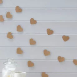 Party Delights Kraft Paper Heart Garland - 5M< Hanging Decorations