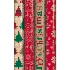 Kraft Wrapping Paper Roll 4M - Assorted Designs<Party Delights Discount