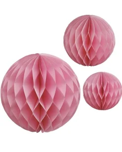 Light Pink Paper Honeycomb Hanging Decorations (3Pk)<Party Delights Hot