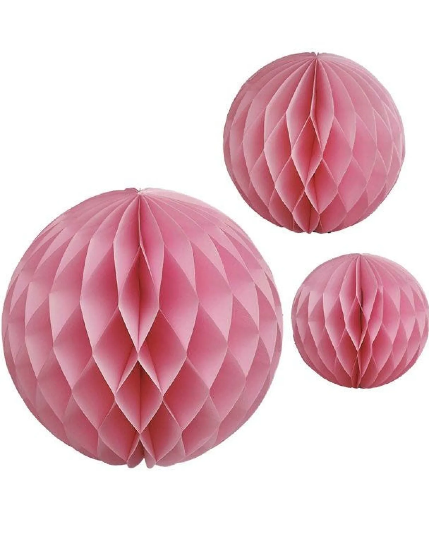 Light Pink Paper Honeycomb Hanging Decorations (3Pk)<Party Delights Hot