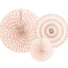 Party Delights Light Pink Patterned Paper Fans 23Cm-40Cm (3Pk)< Hanging Decorations
