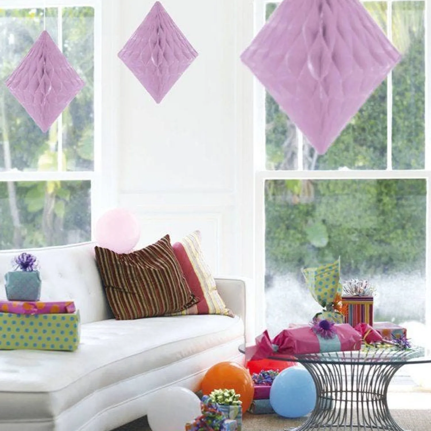 Party Delights Lilac Honeycomb Diamond Decoration - 30Cm< Hanging Decorations