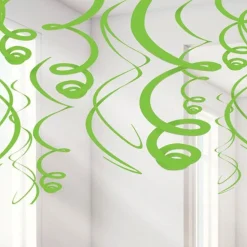 Party Delights Lime Green Hanging Swirls Decoration - 55Cm (12Pk)< Hanging Decorations