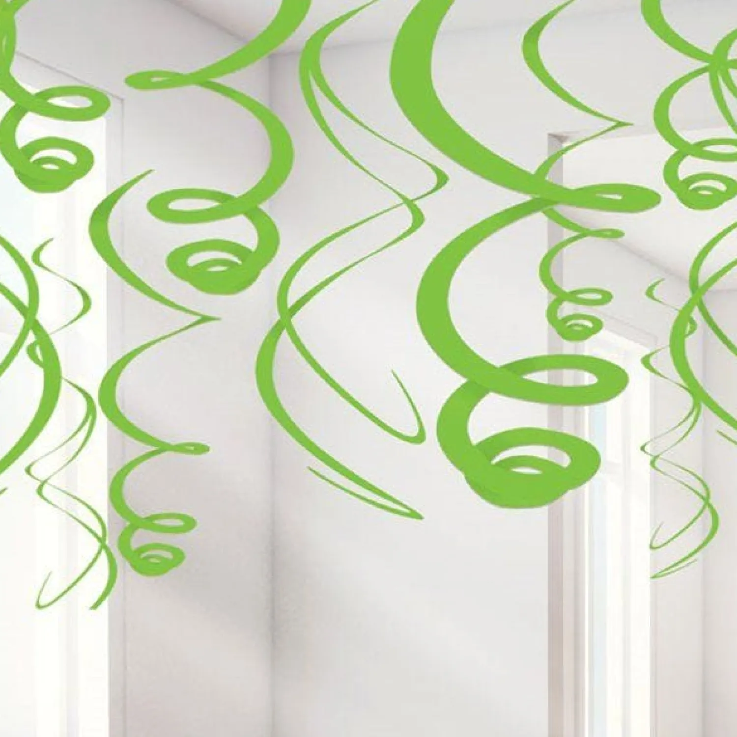 Party Delights Lime Green Hanging Swirls Decoration - 55Cm (12Pk)< Hanging Decorations