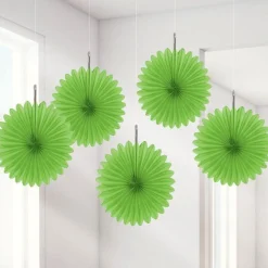 Party Delights Lime Green Paper Fan Decorations - 15Cm (5Pk)< Hanging Decorations