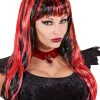 Long Black & Red Wig<Party Delights