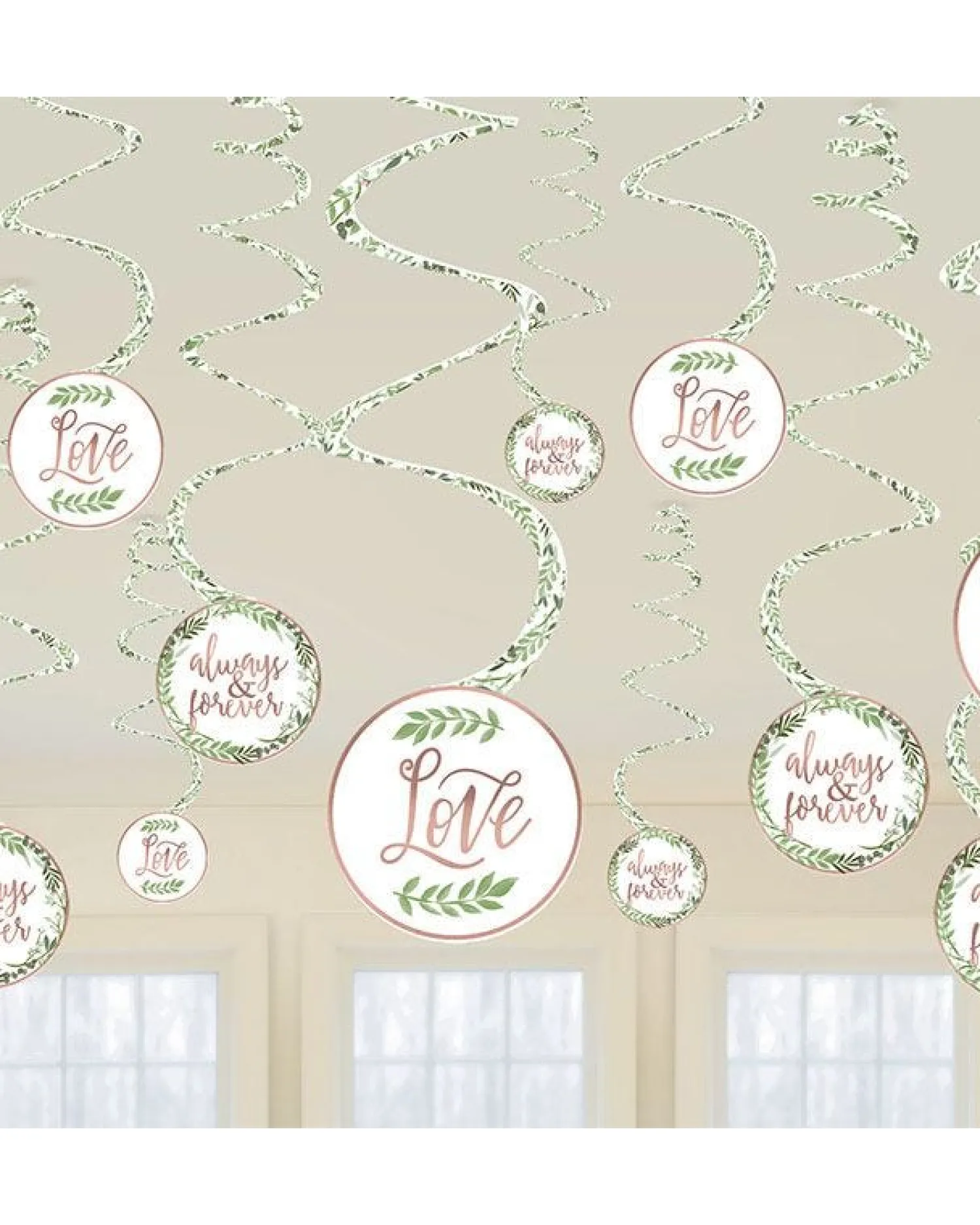 Party Delights Love & Leaves Hanging Swirl Decorations (12Pk)< Hanging Decorations