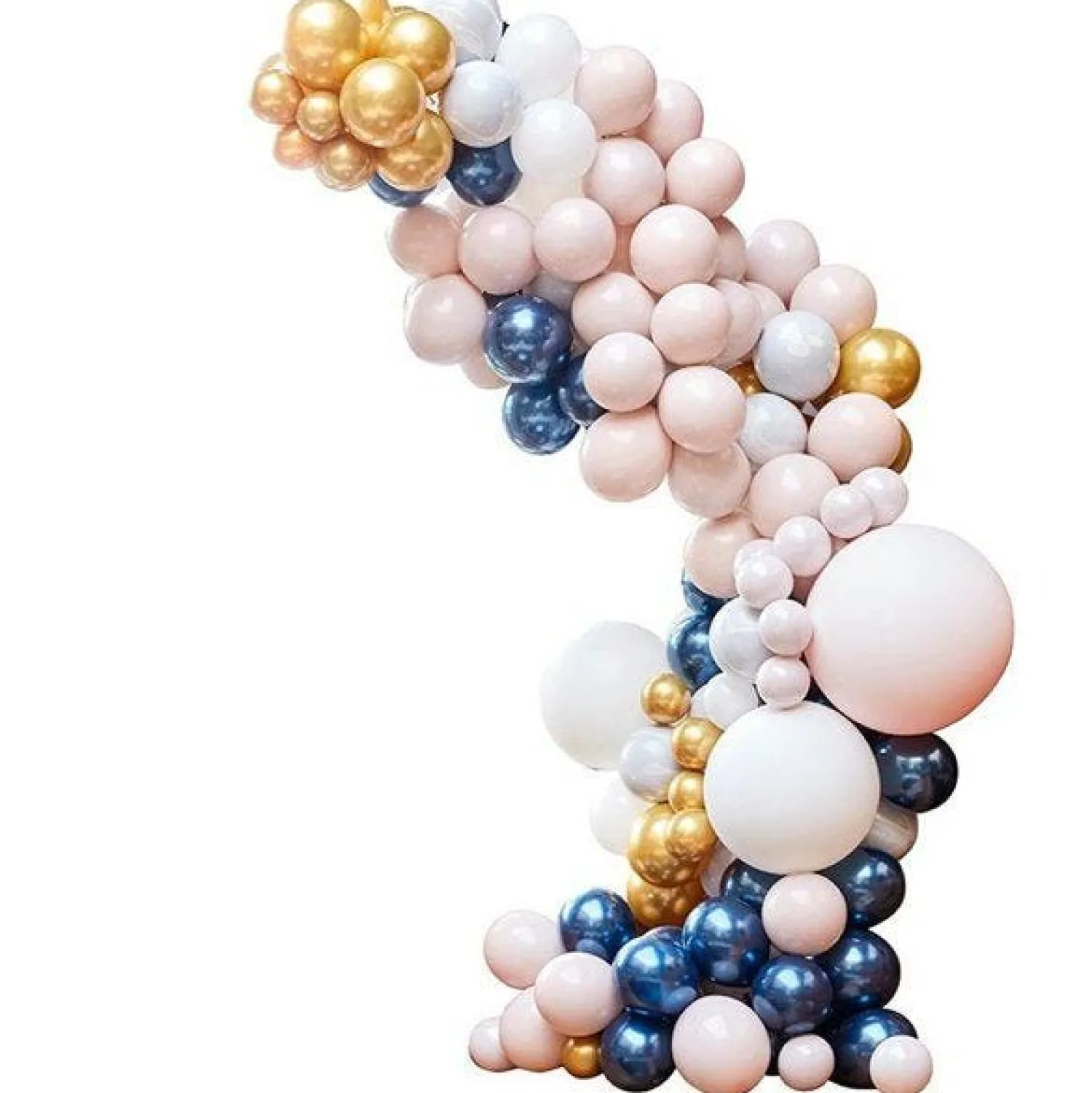 Party Delights Marble, Navy & Gold Chrome Large Balloon Arch Diy Kit - 200 Balloons< Arches & Clouds