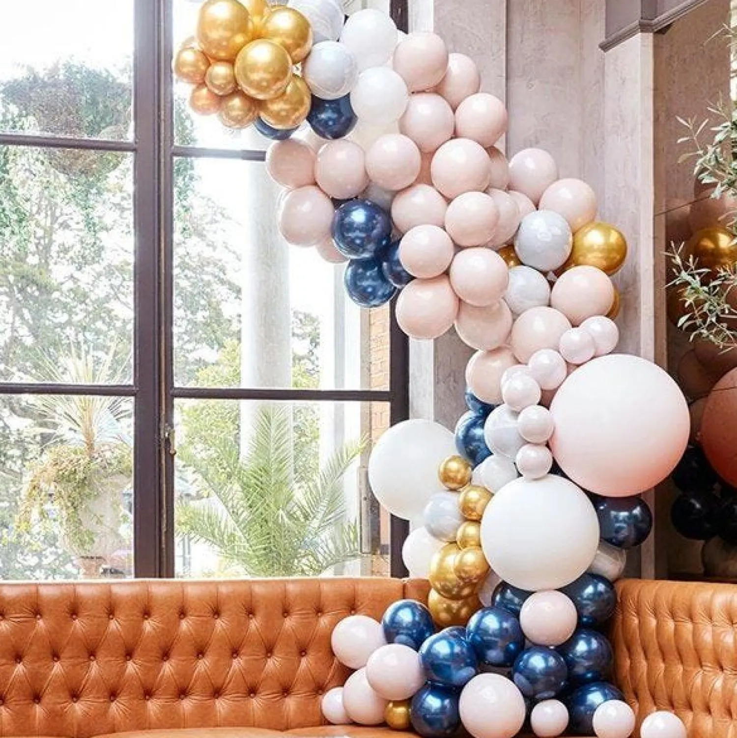 Party Delights Marble, Navy & Gold Chrome Large Balloon Arch Diy Kit - 200 Balloons< Arches & Clouds