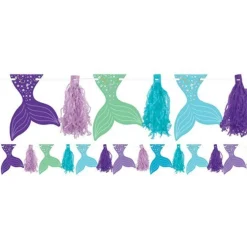 Party Delights Mermaid Wishes Glitter Tassel Garland - 3M< Hanging Decorations