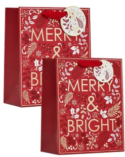Merry & Bright Mixed Gift Bags (2Pk)<Party Delights New