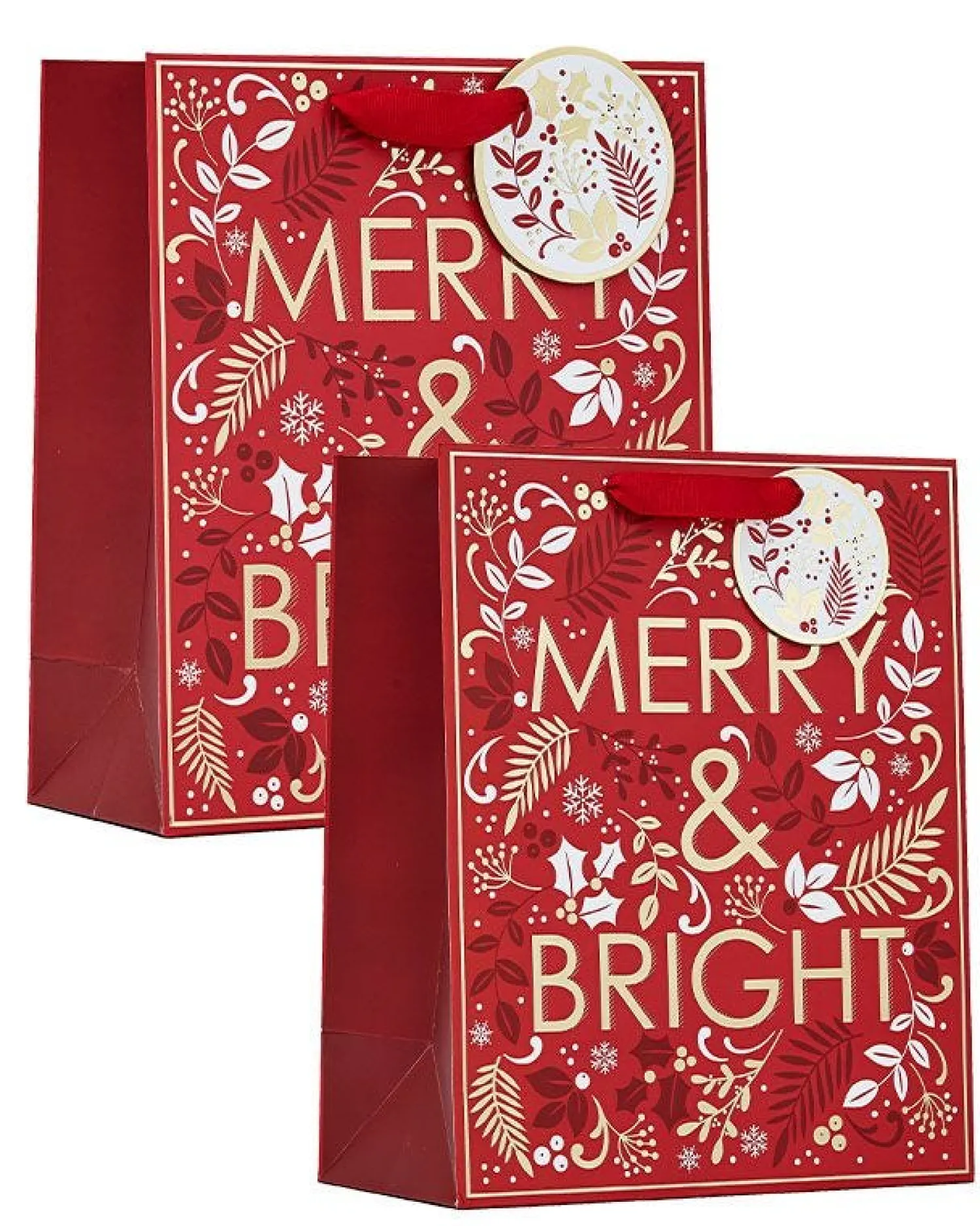 Merry & Bright Mixed Gift Bags (2Pk)<Party Delights New