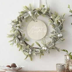 Merry Christmas Mistletoe Wreath Hanging Decoration - 30Cm<Party Delights Sale