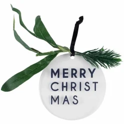 Merry Christmas With Foliage Tree Decorations (4Pk)<Party Delights Clearance