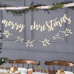 Merry Christmas Wooden Banner - 2M<Party Delights New