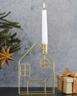Metal House Dinner Candle Holder<Party Delights Sale