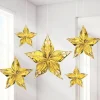 Metallic Gold Hanging Stars - 40Cm (5Pk)<Party Delights Hot