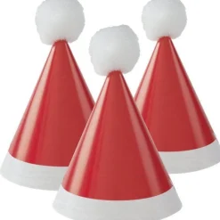 Mini Pom Pom Santa Party Hats (8Pk)<Party Delights Hot