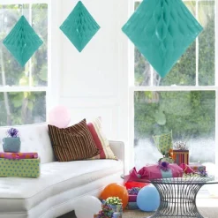 Party Delights Mint Green Honeycomb Diamond Decoration - 30Cm< Hanging Decorations