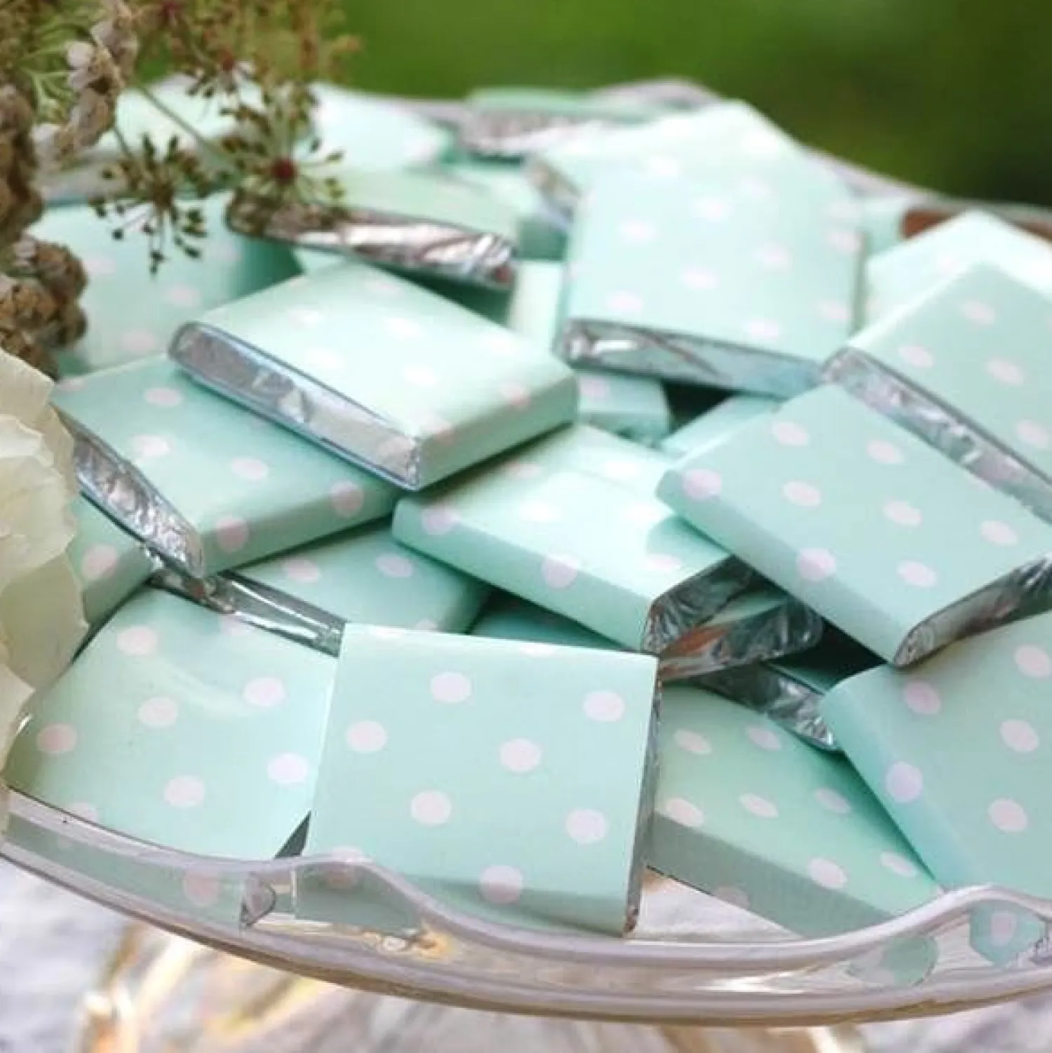 Party Delights Mint Green Polka Dot Chocolate Neapolitans - 20Pk< Chocolates
