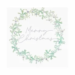 Mistletoe Weath Merry Christmas Paper Napkins - 33Cm (16Pk)<Party Delights Online