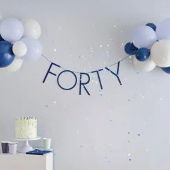 Party Delights Mix It Up Blue 'Forty' Banner And Latex Balloons< Banners
