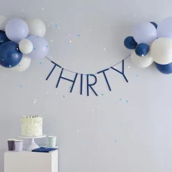 Party Delights Mix It Up Blue 'Thirty' Banner And Latex Balloons< Banners