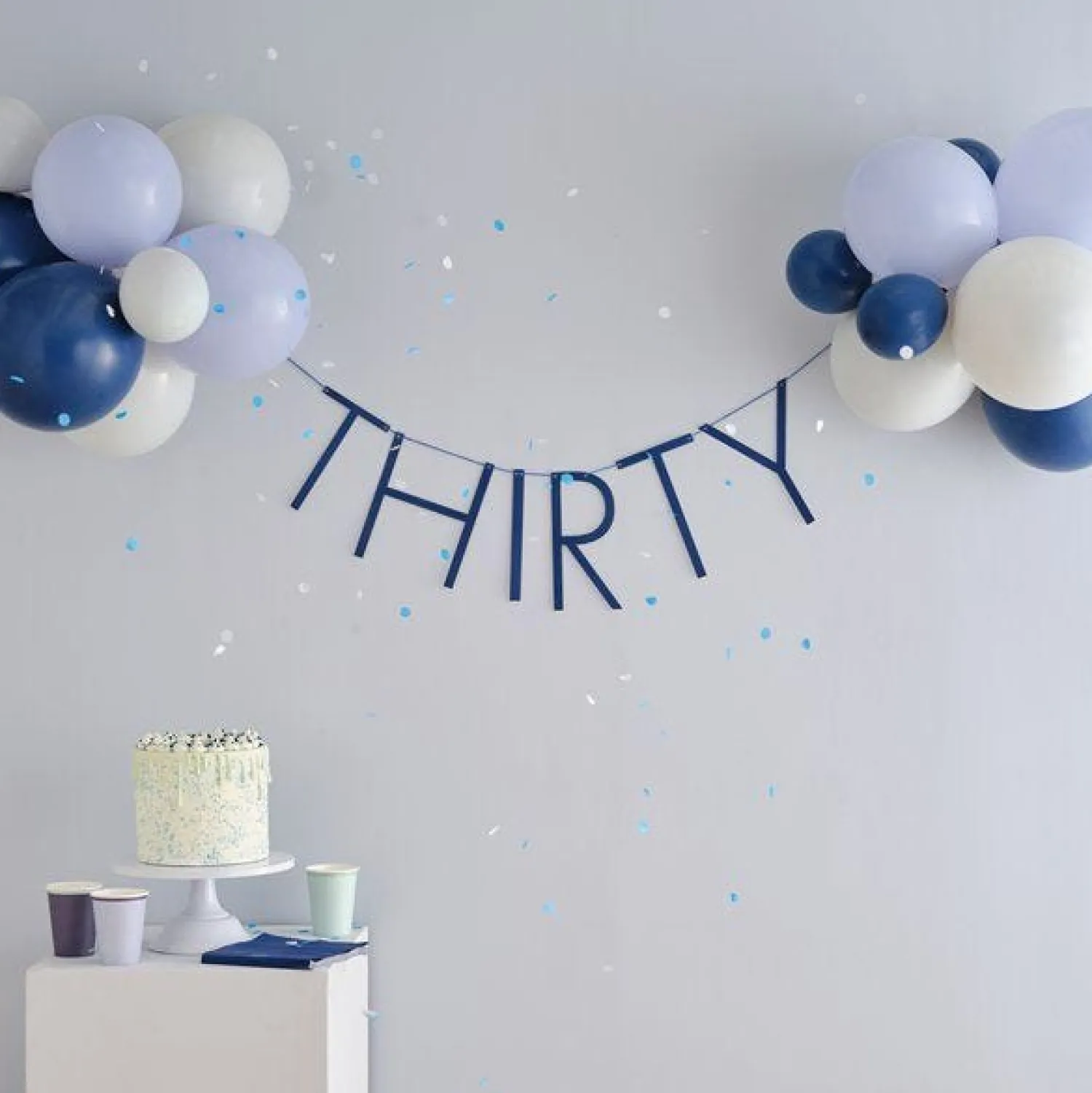 Party Delights Mix It Up Blue 'Thirty' Banner And Latex Balloons< Banners