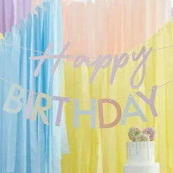 Party Delights Mix It Up Pastel 'Happy Birthday' Paper Banner - 1.5M< Bunting