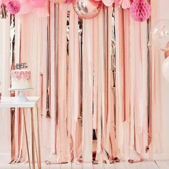 Party Delights Mix It Up Pink & Rose Gold Streamer Backdrop Kit< Hanging Decorations