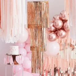 Party Delights Mix It Up Rose Gold Foil Fringe Chandelier Decoration - 1.3M X 40Cm< Hanging Decorations