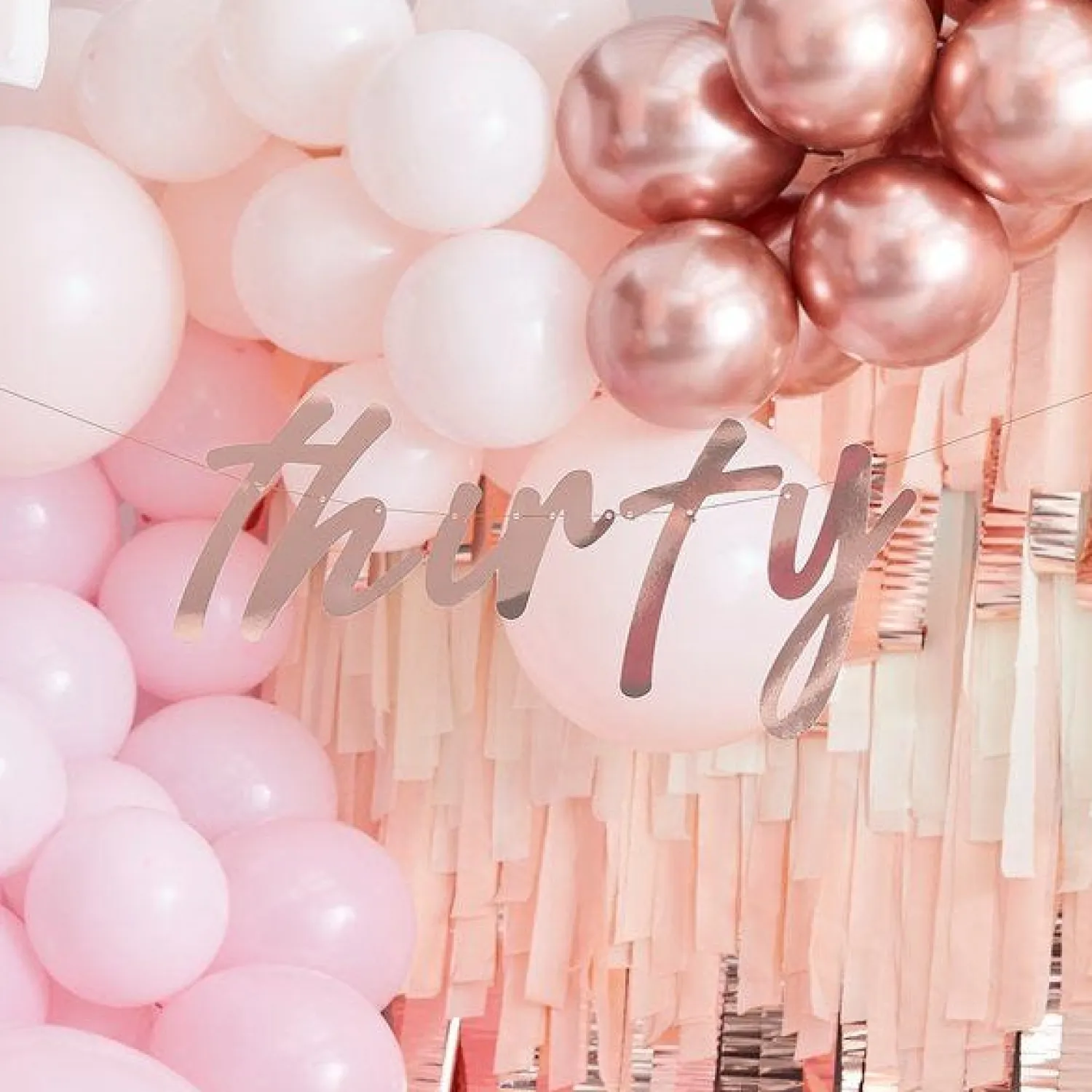 Party Delights Mix It Up Rose Gold 'Thirty' Paper Banner - 1.7M< Bunting