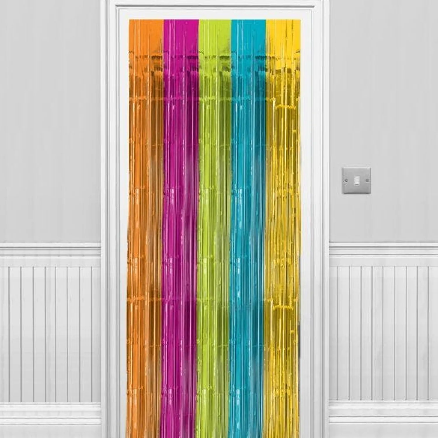 Party Delights Multi Coloured Bright Foil Curtain - 2.4M< Hanging Decorations