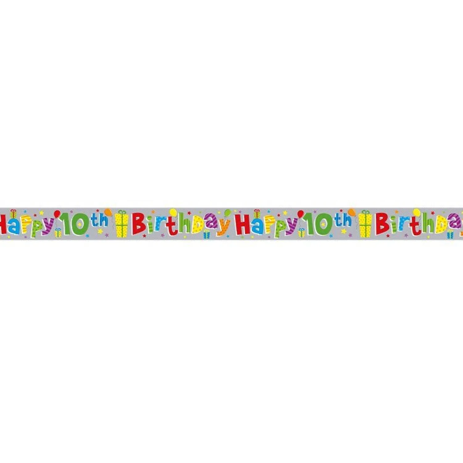 Party Delights Multi Coloured 'Happy 10Th Birthday' Holographic Foil Banner - 2.6M< Banners