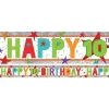 Party Delights Multi Coloured 'Happy 10Th Birthday' Holographic Foil Banner - 2.7M< Banners
