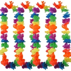 Party Delights Multi Neon Rainbow Hawaiian Lei - 12 Pack (12Pk)< Costume Props