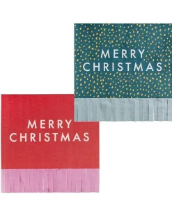 Multicoloured Merry Christmas Paper Napkins (16Pk)<Party Delights Sale