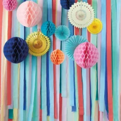 Party Delights Multicoloured Streamer Backdrop With Honeycombs & Fans< Hanging Decorations