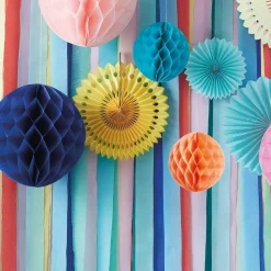 Party Delights Multicoloured Streamer Backdrop With Honeycombs & Fans< Hanging Decorations